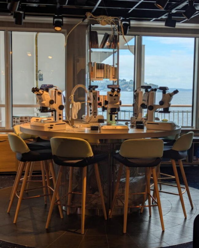 microscopes on a table on the MS Fridtjof Nansen expedition ship